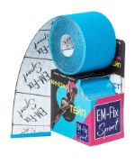 Кинезиологический тейп EM-Fix Sport, 5см х 5м цвет голубой, усиленная фиксация