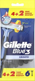 Одноразовые бритвенные станки Gillette Blue 3 4+2 Smooth 6 шт