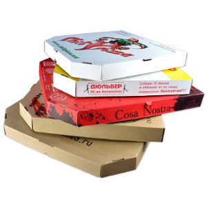 Коробки для пиццы, с печаю/без, бурая/белая разные размеры.
