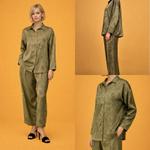 Verdant Élégance — Роскошный пижамный комплект из вискозного жаккарда