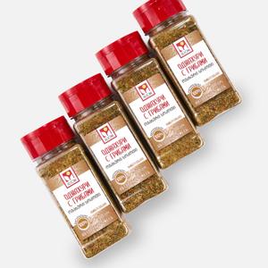 Состав: соль поваренная пищевая молотая (сорт высший, помол №1), чеснок сушеный гранулированный, уцхо сунели (пажитник голубой) молотый, шафран имеретинский молотый, перец красный острый, кинза сушеная, дзира (горный тмин) молотая, укроп сушеный.
Пищевая ценность (средние значения) в 100 г продукта:
КБЖУ 317,8; 15,4; 14; 37,9.