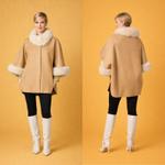 Роскошное кашемировое пончо-кейп с меховой отделкой