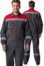 Костюм Липецк-1 СОП (тк.Смесовая, 260) брюки, т. серый-меланж/красный ФК87477030