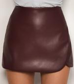 Юбка на запах кожаная, бордовый