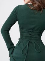 Платье в рубчик зеленое PLU-6