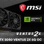 MSI GeForce RTX 3050 VENTUS 2X 6G OC — видеокарта для офисных и проектных задач оптом