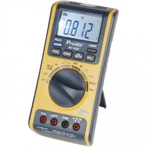 Цифровой мультиметр ProsKit MT-1620 для измерения постоянного и переменного тока и напряжения, сопротивления, для прозвонки цепи и тестирования диодов, батарей 1.5/3/9В, и проверки кабеля RJ-45/RJ-11.