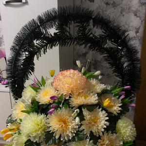 Корзина ритуальная 140 см Хризантемы