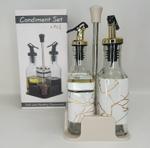 RA-6540 Набор для специй, масла и уксуса "Белый мрамор" 4 шт. (стекло, пластик) RA-6540