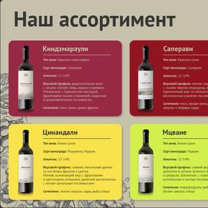 Самые популярные и любимые виды вина:

GGW Вино Киндзмараули красное полусладкое 0,75Л
GGW Вино Мукузани красное сухое 0,75Л
GGW Вино Саперави красное сухое 0,75Л
GGW Вино Пиросмани красное полусухое 0,75Л
GGW Вино Алазанская Долина красное полусладкое 0,75Л
GGW Вино Алазанская Долина белое полусладкое 0,75Л
GGW Вино Цинандали белое сухое 0,75Л
GGW Вино Ркацители белое сухое 0,75Л
GGW Вино Киси белое сухое 0,75Л
GGW Вино Мцване белое сухое 0,75Л
GGW Вино Розе полусладкое 0,75Л