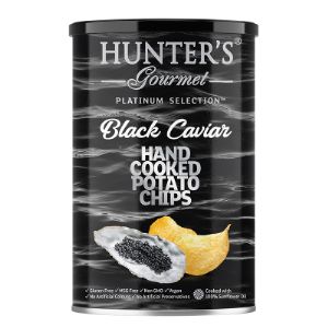 Картофельные чипсы ручной обжарки Hunter&#39;s Gourmet со вкусом &#34;Черная Икра&#34; 150гр банка