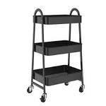 3-Tier Metal Rolling Cart, Multi-Functional Storage Cart with Handle and Lockable Wheels Green Living WK150042