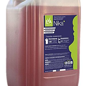 Средство для бесконтактной мойки Nika. Применимо для жесткой воды. Разводить для: пеногенератор от 1:25 до 1:60; пенокомплект от 1:3 до 1:5.