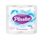 Туалетная бумага Plushe Deluxe Light "Классическая" 4 рулона*15метров, 3 слоя, белый, 12 в упаковке 3016
