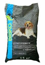 Корм Bisko СУПЕР ПРЕМИУМ Говядина для крупных и средний пород 15 кг