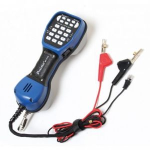 Телефонный тестер ProsKit MT-8100 используется для тестирования кабелей и позволяет проводить проверку напряжения на линии, проверку целостности цепи, располагает усиленным микрофоном &#34;hands-free&#34;, быстрым набором и индикацией низкого заряда батареи.
Характеристики линии	2 кОм максимум при напряжении 48 В (номинальный ток контура 20 мА)
Сопротивление постоянного напряжения
Сопротивление постоянному току
(в режиме разговора)	300 Ом
Импеданс монитора	номинальный - 39 кОм при 1 МГц
Дисковый (импульсный) набор номера
Частота импульса	10 импульсов/с + 0,8 импульсов/с
Процент разрыва, %	61%±2%
Межзначный интервал	1000 мс
Уменьшение сопротивления 
вследствие разрыва	&gt;50 кОм
Тональный многочастотный набор (DTMF)
Ошибка тональной частоты	±1,2% максимум
Уровень сигнала	-8±2 дБм
Перепад между высоким и 
низким тоном 
4 дБ максимум
Набор из памяти
Объем памяти	13 позиций вместе с M1, перенабор последнего номера
Объем ячейки памяти
16 на одну позицию памяти
Пауза АТС	4 с
Проверка напряжения в сети	5-фазная индикация напряжения AC/DC
Источник питания усилителя 
монитора	транзистор 9 В; 25 часов непрерывного использования
Автоматическое выключение	через 5 мин. после отсутствия звукового сигнала
Уровни громкости динамика	настраиваемые
Условия хранения
Температура	рабочая: от 0 до 50°C
 	среды хранения: от &lt;-10 до 60°C
Относительная влажность	от 5 дo 95%
Сертификация	IP54, одобрено CE
Общие характеристики
Источник питания	батарейка (9В) 6F22 (не входит в комплектацию!)
Габариты, мм	230x82x89 мм
Вес, г	635 г
