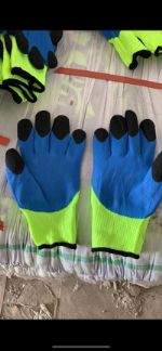 Перчатки синий облив черный палец зимние