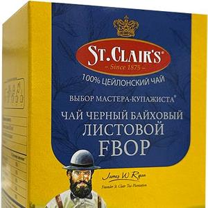 чай черный цейлонский байховый среднелистовой St. Clair&#39;s 100/250 гр. FBOP,  страна происх. Шри-Ланка упак. 24/48