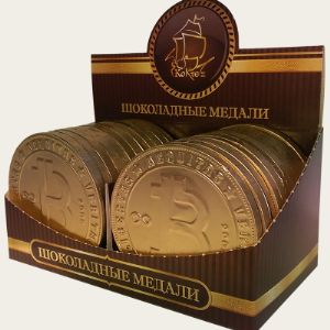 Шоколадные медали &#34;Биткоин&#34; выполнены из натурального шоколада и Бельгийской глазури.