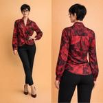 Элегантная блуза Crimson Bloom Wrap Blouse