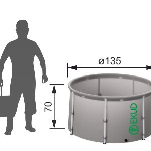 Складная емкость EKUD 1000 л. (высота 70 см.) в пропорции с человеком