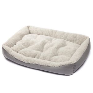 90*60, Прямоугольная лежанка кровать для животных из овечьей шерсти- серая