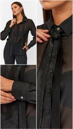 Блуза ORNELLA из итальянского батиста с шелком черная THE CODE MONE