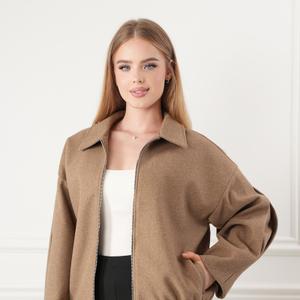 Бомбер из драп-кашемира Бежевый