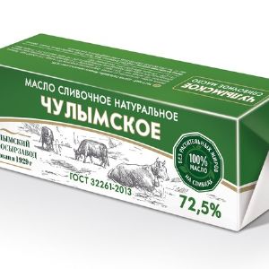 Масло сливочное &#34;ЧУЛЫМСКОЕ&#34; Крестьянское 72,5% 500гр фольга 1/16