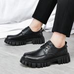 Красивые повседневные мужские кожаные туфли черного и коричневого цветов 23355