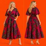 Crimson Royal Bloom Хлопковое Макси-Платье