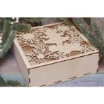 Деревянная коробка для подарка шкатулка с Новым годом