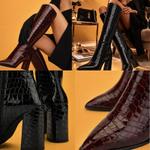 Сапоги Noir Éclat с кроко-тиснением до колена