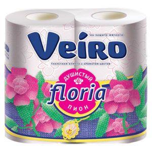 Туалетная бумага VEIRO FLORIA Душистый пион, 2-сл, 4шт/уп (12) 4С24А - 39,50р