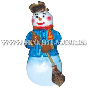 Новогодняя фигура Снеговик с метлой из стеклопластика для помещений и улицы