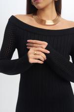 Платье LAUREN из 100% шерсти мериноса черного цвета THE CODE MONE