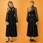 Кутюрное Кружевное Миди-Платье с Золотыми Акцентами