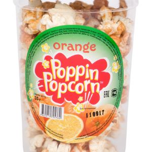 ПопКорн &#34;Poppin Popcorn&#34; в апельсиновой глазури 35г/12 шт в упаковке, Срок реализации 6 мес.