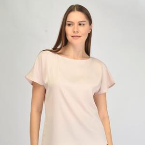 10439-беж Блузка атласная Вискоза 65% Полиэстер 35%