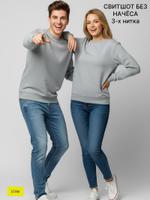 Свитшот серый худи без капюшона без начеса BSS802_G32_13