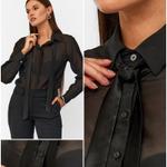 Блуза ORNELLA из итальянского батиста с шелком черная