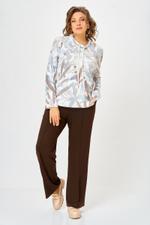 Джемпер женский SWALLOW 883.1 Молочный, принт "бежево-голубые тропические листья" 25C0883.1