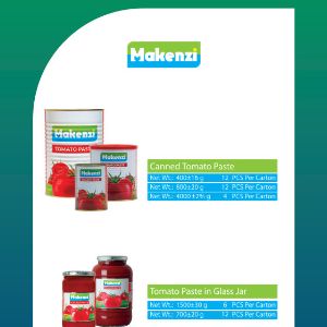 Makenzi Tomato Paste
Iranian Tomato paste available for Export

Packing: Canned Wt.: 400 g, 800 g, 4000 g.
packing: Glass Jar Wt.: 700 g, 1500 g.

Export Department

Mobile / WhatsApp: +
Email: 



