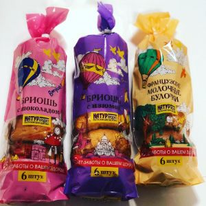 Бриошь в ассортименте с разной начинкой. Упаковка 4 шт.
