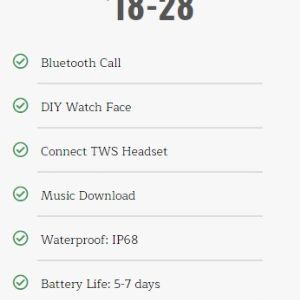 IWO Smartwatch Fit Series.

Звонок по Bluetooth, Циферблат DIY, Подключите гарнитуру TWS, Music Download, Водонепроницаемый: IP68, Срок службы батареи: 5-7 дней.