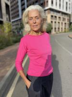 Лонгслив женский укороченный с длинным рукавом облегающий хлопок фуксия Б001Ф