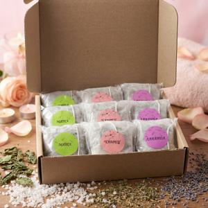 "9 ванн Мята, Чабрец, Лаванда" - Подарочный набор, Крымские Травы + Соль розовая Крым Сасык-Сиваш, 150 гр х 9 = вес товара 1350 гр.