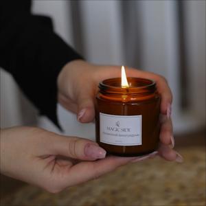 Свеча контейнерная, массажная ,  Стекло,. Натуральный  соевый воск,  Аромат - Тосканский виноградник, Цена - 1950 руб.