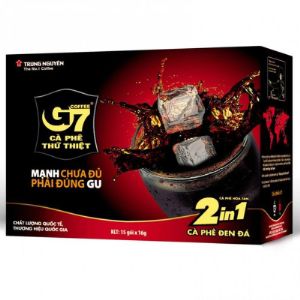 Растворимый кофе  фирмы «Trung Nguyen» «G7» 2в1  
Состав: кофе, сахар. 
В 1 упаковке 15 пакетиков по 16 грамм.