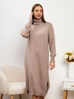 Платье свитер вязаное песочное Платье свитер вязаное песочное